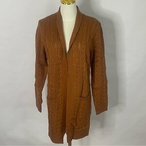 🆕 Grace Karin cable knit fisherman open front cardigan duster women’s Size S